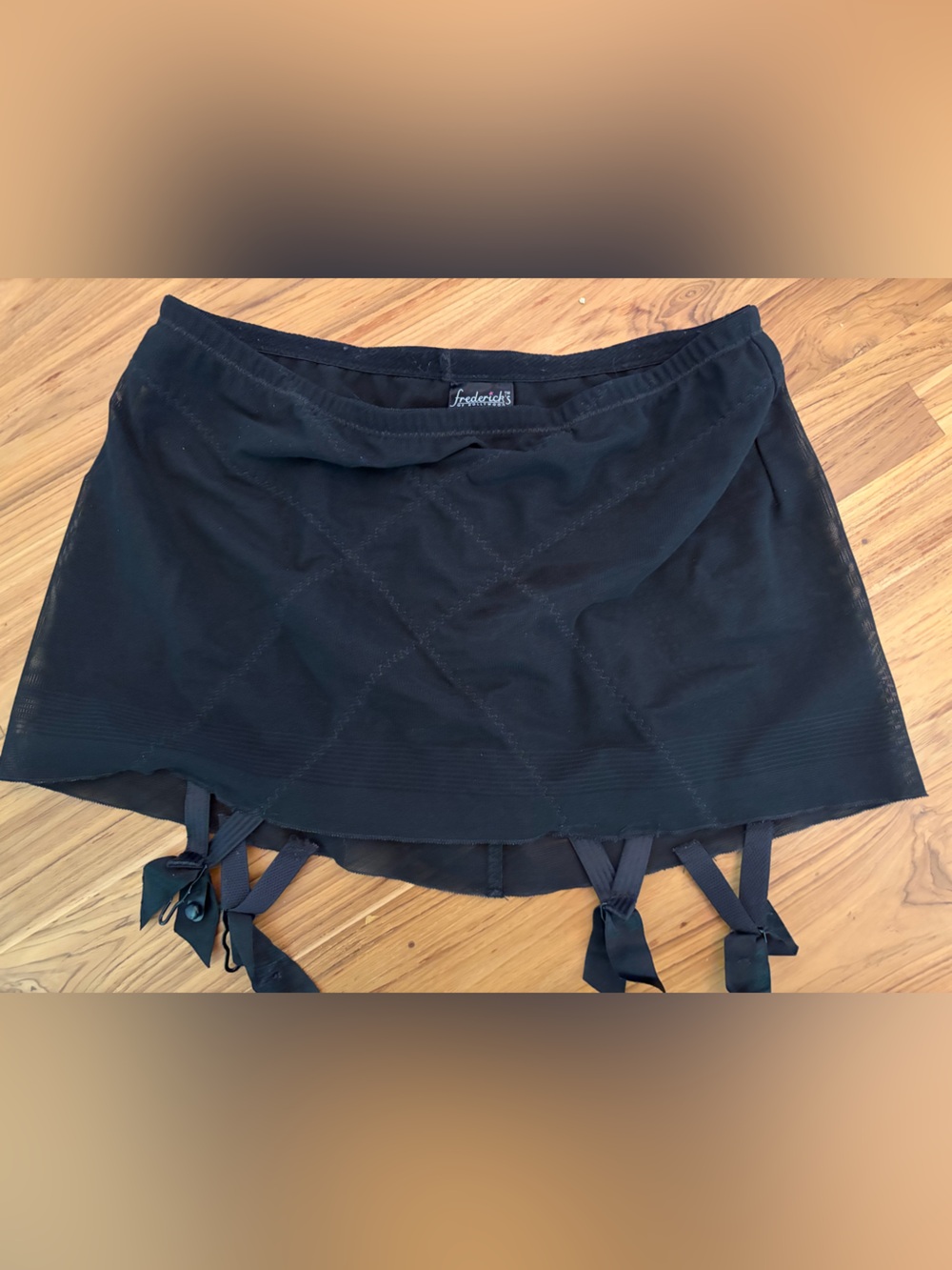 Black Lace Frederick‘s of Hollywood Waspie Mini Skirt S Garter Belt Suspenders